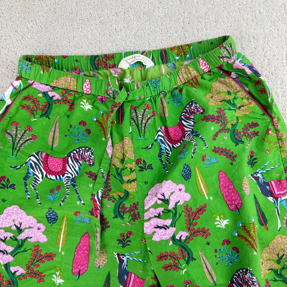 Printfresh Forest Organic Cotton Long Pajama Set Women Small Green Zebra Trees - Picture 6 of 10